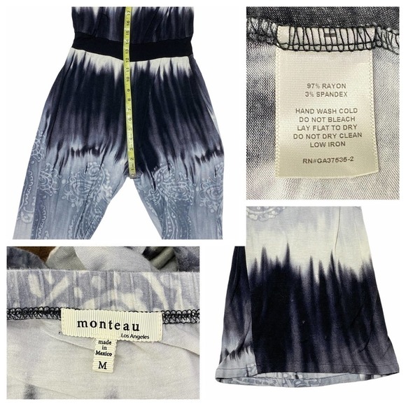 MONTEAU Tie Dye Ombre Embroidered Jumpsuit M - Picture 14 of 15